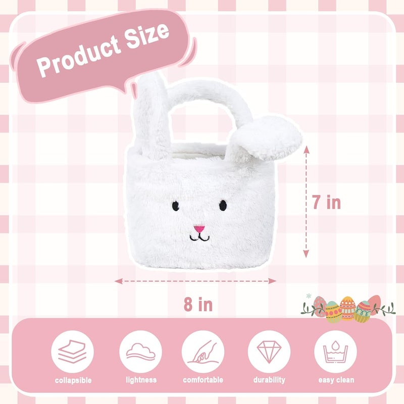 Wepop Easter Baskets for Kids,Plush Egg Hunting Easter Buckets with Handle Folded Ears, Gifts Boys Girls - Image 2